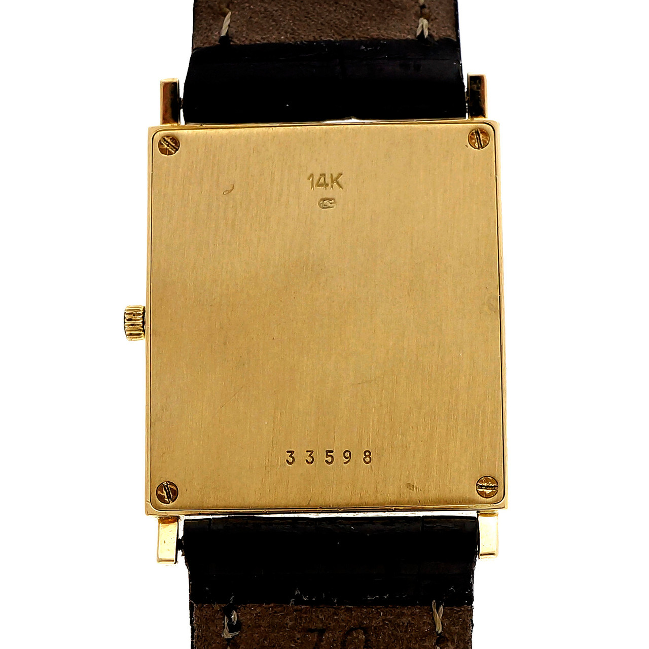 Universal Geneve 14k Gold Golden Shadow Strap Watch Ultra Thin Quartz
